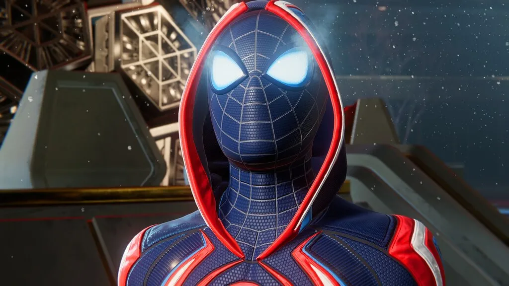 Miles Morales in his hooded suit