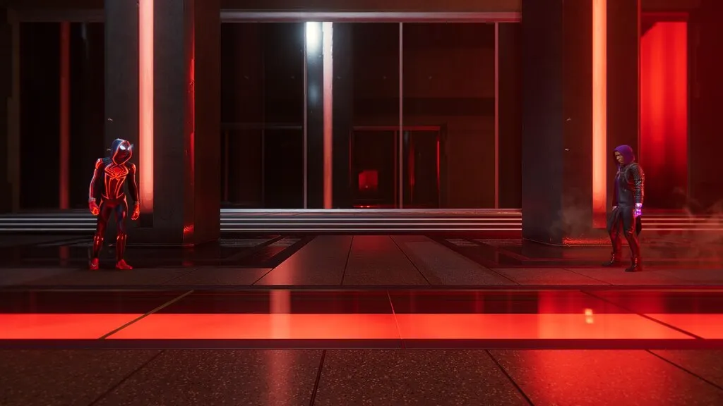 Miles Morales facing Phin Mason, the Tinkerer