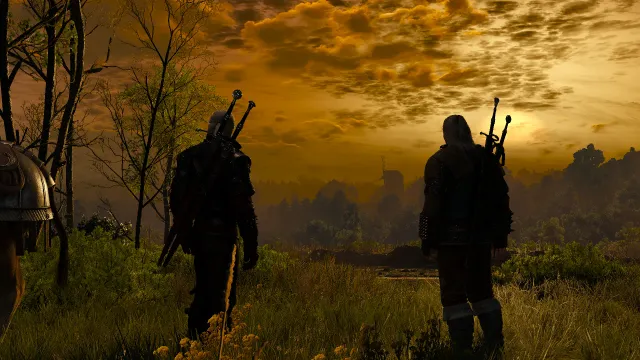 Geralt and Vesemir at sunrise